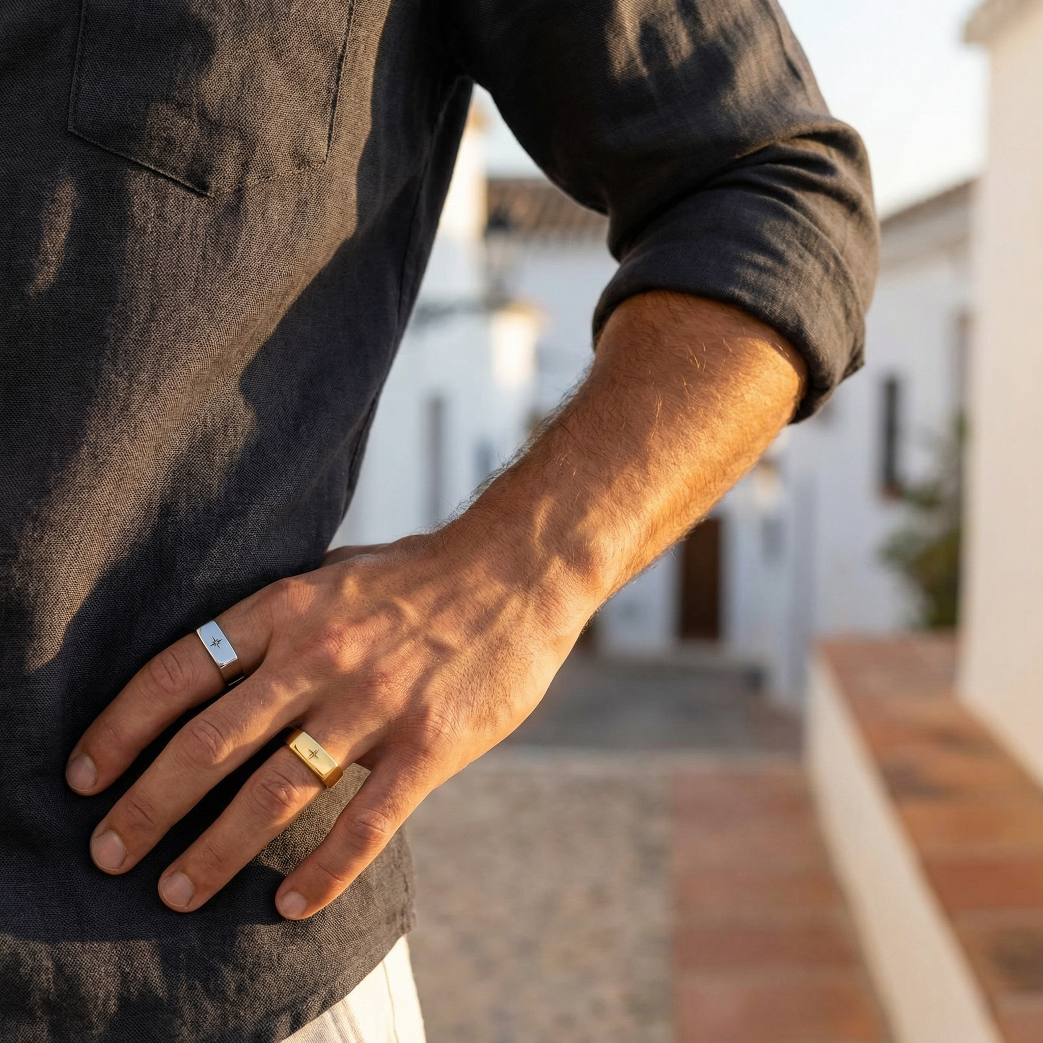 Zenith | Anillo sello rectangular minimalista para hombre
