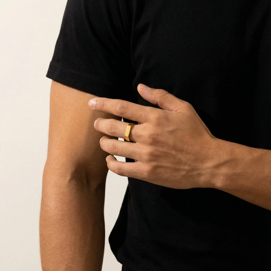 Zenith | Anillo sello rectangular minimalista para hombre