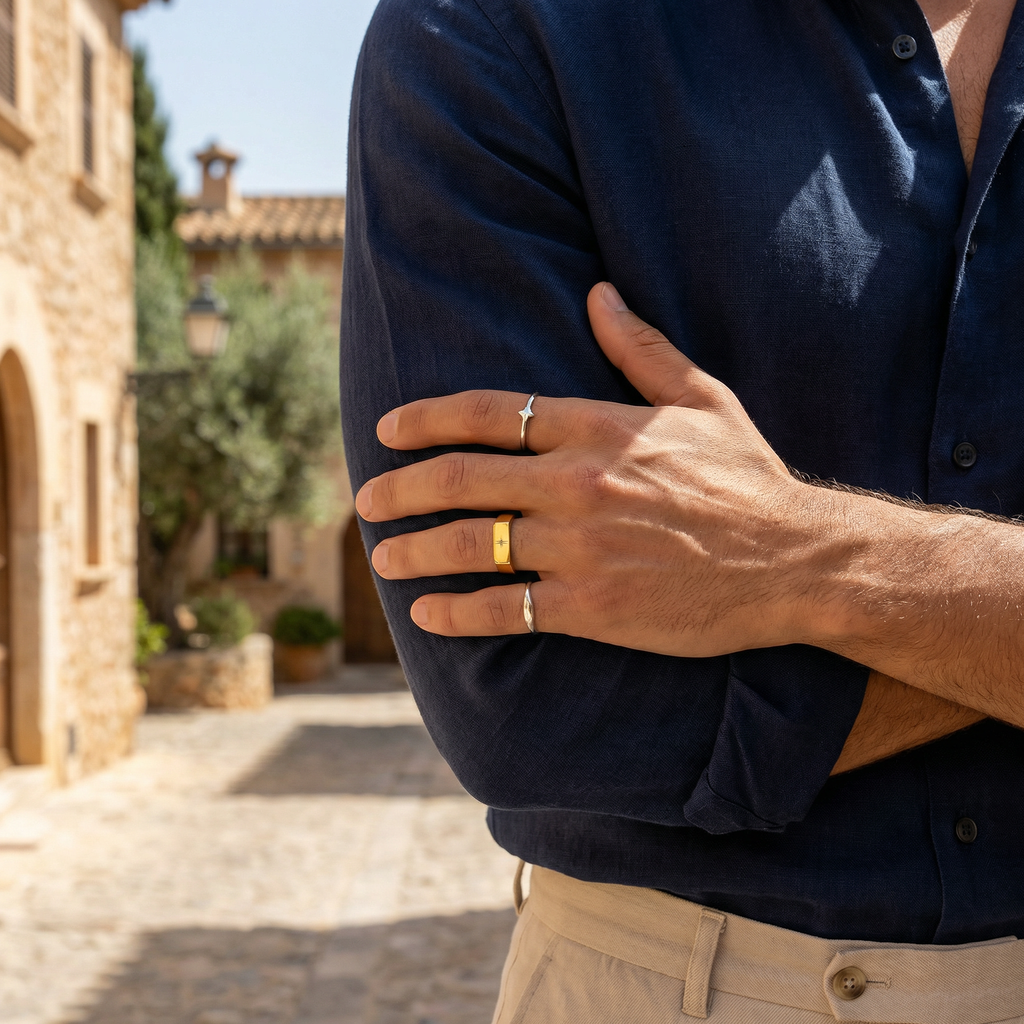 Zenith | Anillo sello rectangular minimalista para hombre