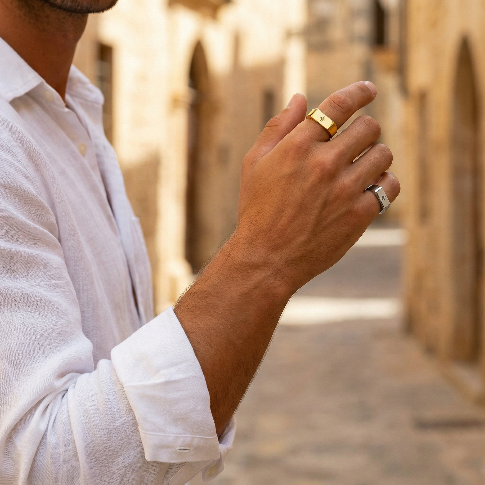 Zenith | Anillo sello rectangular minimalista para hombre