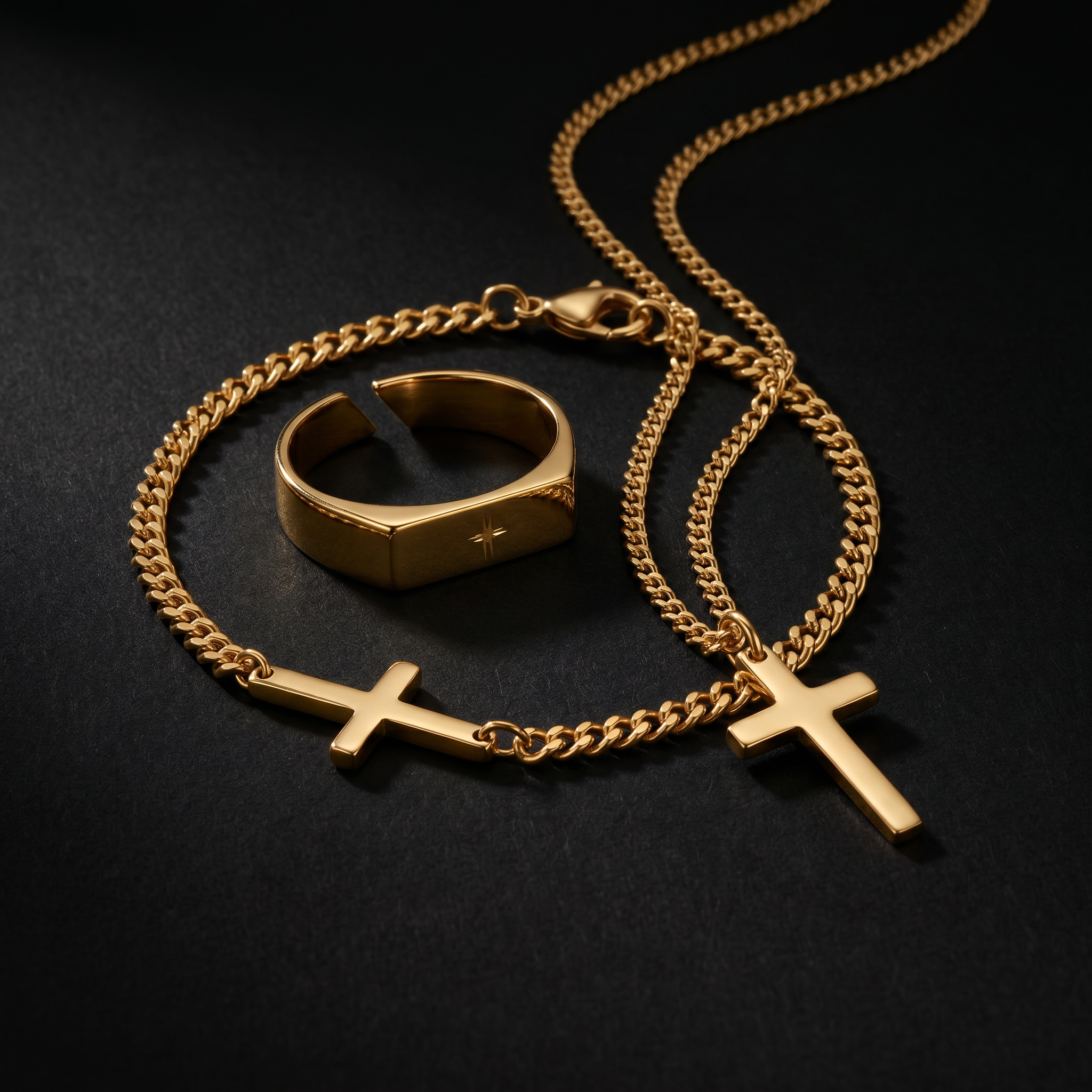 Set Alpha & Omega Premium  | 4 Piezas (2 colgantes + pulsera + anillo)