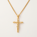 Colgante crucifijo Cristo Rey para hombre Christus Rex, acero 316L baño de oro 18k